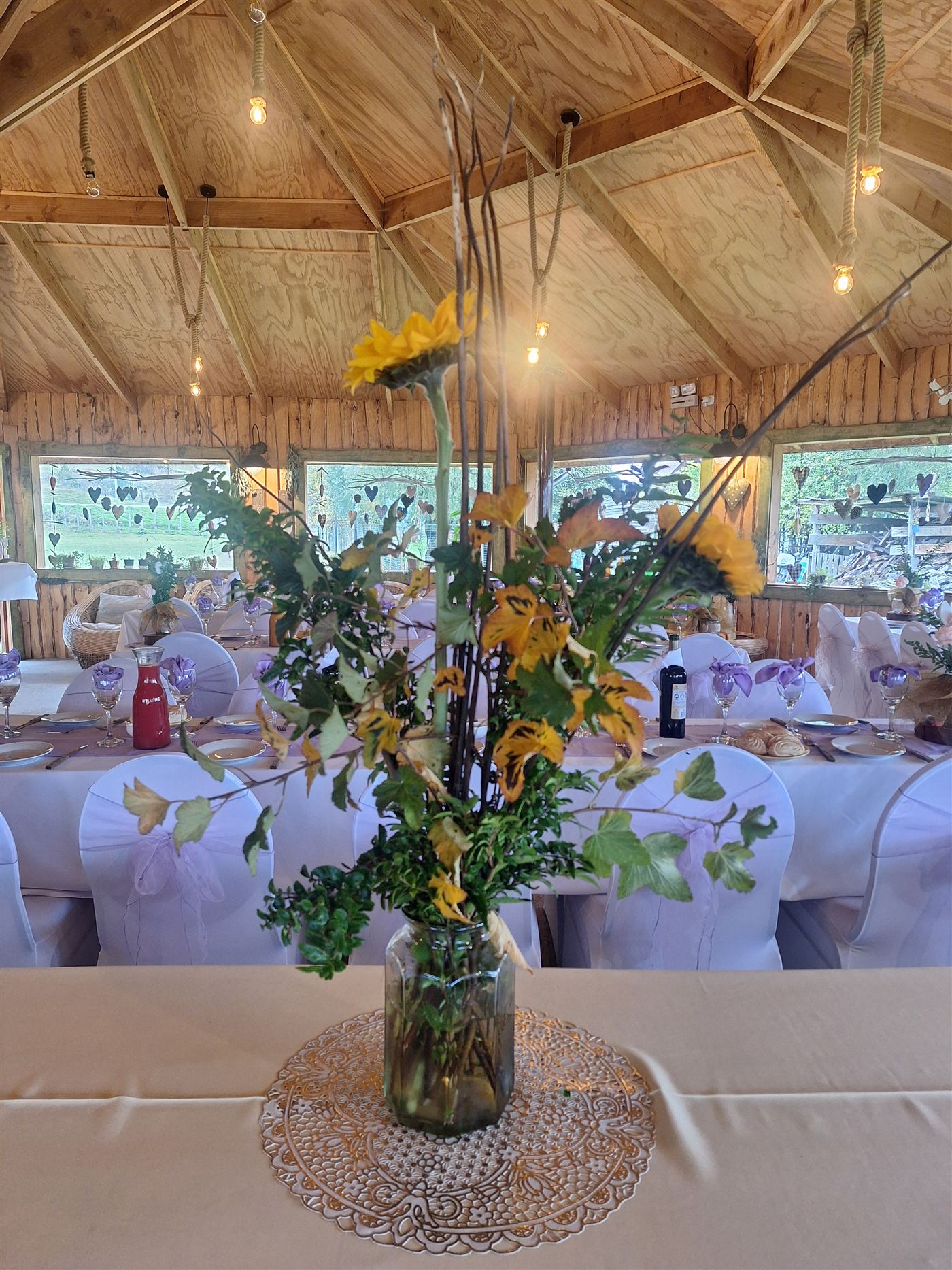 Centro de mesa con girasoles